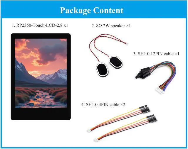 Alt view image 2 of 5 - RP2350 2.8inch Capacitive Touch Display Development Board, 240x320, IPS LCD Screen, 5-Point Touch, SPI Interface, Accelerometer and Gyroscope Sensor, Dual-Core & Dual-Architecture Design