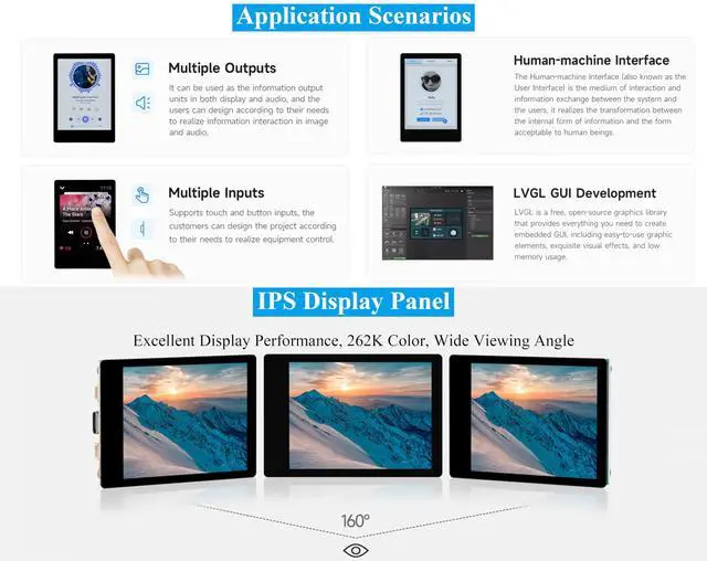 Alt view image 4 of 5 - RP2350 2.8inch Capacitive Touch Display Development Board, 240x320, IPS LCD Screen, 5-Point Touch, SPI Interface, Accelerometer and Gyroscope Sensor, Dual-Core & Dual-Architecture Design