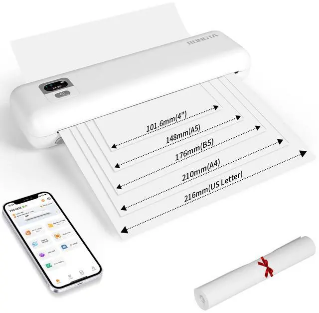 Main image of Rongta 300DPI Portable Thermal Printer F82, Wireless Inkless Printers with WiFi/Bluetooth, Support US Letter/A4/A5/B5 Thermal Paper& 2-4 Inch Labels, Compatible with iPhone/Android Phones & Laptops
