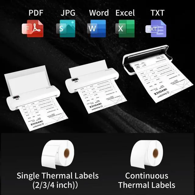 Alt view image 3 of 5 - Rongta 300DPI Portable Thermal Printer F82, Wireless Inkless Printers with WiFi/Bluetooth, Support US Letter/A4/A5/B5 Thermal Paper& 2-4 Inch Labels, Compatible with iPhone/Android Phones & Laptops