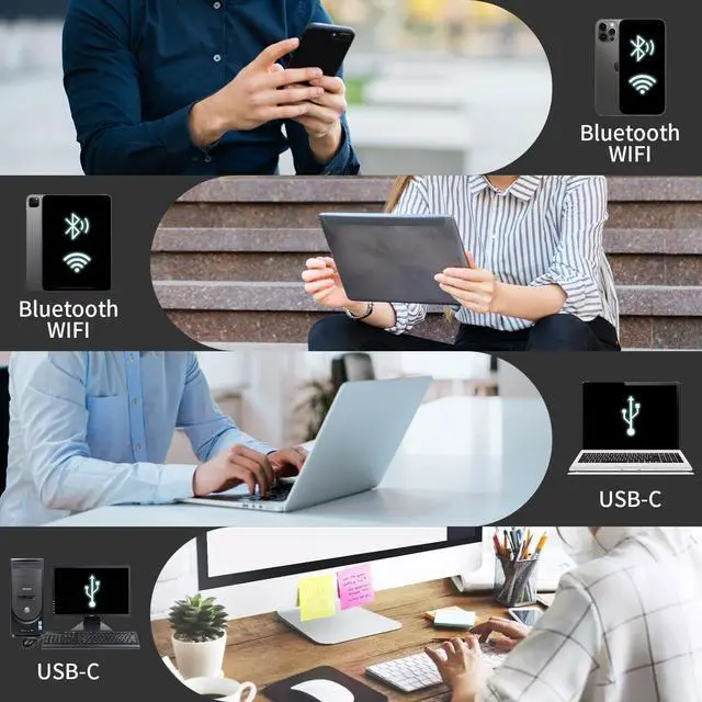 Alt view image 2 of 5 - Rongta 300DPI Portable Thermal Printer F82, Wireless Inkless Printers with WiFi/Bluetooth, Support US Letter/A4/A5/B5 Thermal Paper& 2-4 Inch Labels, Compatible with iPhone/Android Phones & Laptops