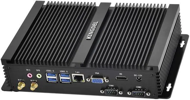 Alt view image 3 of 5 - KINGDEL Fanless Industrial Computer, Mini PC, core i7 8th Gen. CPU, 16GB RAM 512GB NVMe SSD, 4K: 4096 x 2304, HD Port, VGA, 2xCOM RS232, Metal Case