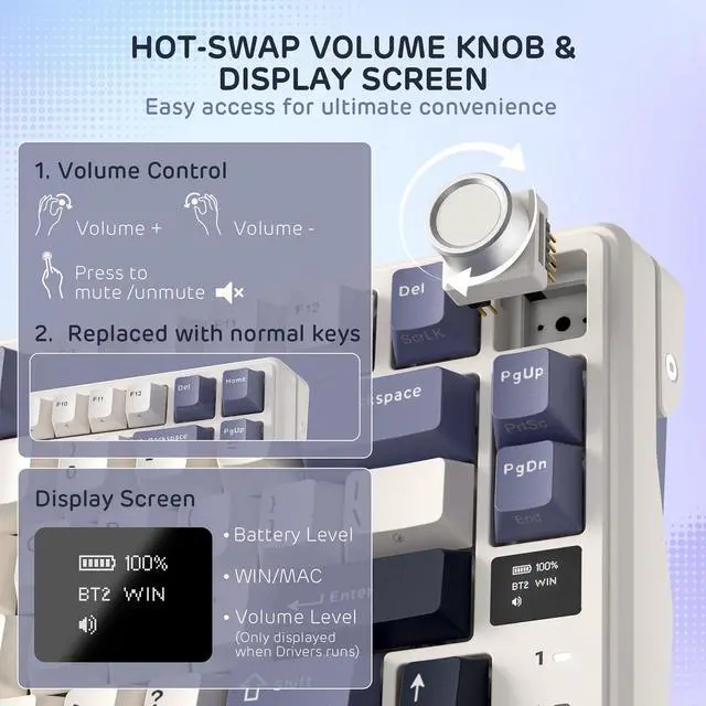 Alt view image 4 of 5 - RK ROYAL KLUDGE L98 Wireless Mechanical Keyboard w/Left-Handed Southpaw Design Numpad & Hot Swappable Knob, Tri-Mode 95% Keyboard BT/2.4G/USB-C, Pro Software, Gasket Mount, Massive 8000mAh Battery