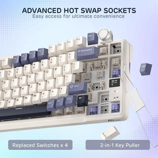 Alt view image 5 of 5 - RK ROYAL KLUDGE L98 Wireless Mechanical Keyboard w/Left-Handed Southpaw Design Numpad & Hot Swappable Knob, Tri-Mode 95% Keyboard BT/2.4G/USB-C, Pro Software, Gasket Mount, Massive 8000mAh Battery