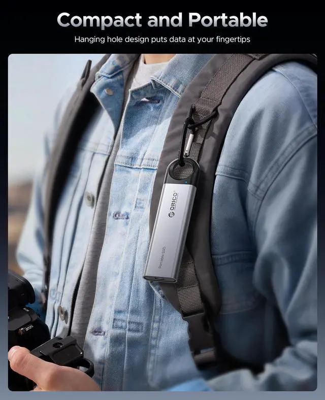 Alt view image 3 of 5 - ORICO 512GB External SSD - Ultra-Fast 460MB/s Speed, Hanging Hook Design, Plug & Play, USB-C & A 2-in-1 Cable, Durable & Portable Storage for USB-C Smartphones, Tablets, Laptops - C5