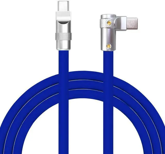 Main image of chubbycable FlexElbow Pro - 90 Degree Design 240W Fast Charge Cable Ultra-Thick Silicone Right Angle USB C Cable Phone Tablets Charging Cord, Dark Blue, Type-C to Type-C, 19.6FT