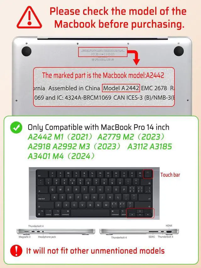 Alt view image 3 of 5 - Seorsok Compatible for MacBook Pro 14 inch Case 2024-2021 M4 M3 Pro/Max A3112 A3185 A3401 A2918 A2992 M2 A2779 M1 A2442,Leaves Flowers Leather Plastic Hard Shell Case&Keyboard Cover,White Floral