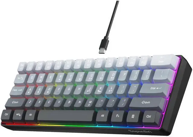Main image of Snpurdiri 60% Wired Gaming Keyboard, 61 Keys RGB Backlit Ultra-Compact Small Gaming Keyboard, for PC/Mac Gamer, Typist, Travel, Easy to Carry on Business Trip (Grey-Black)