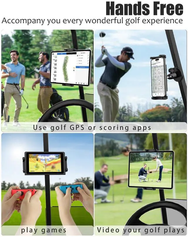 Alt view image 2 of 5 - Charchendo Magnetic Tablet Phone Holder for Golf Cart Fits Club Car, ICON EV, EZGO, Yamaha, Golf Cart iPad Mount with Metal Ball Head Fits iPad Pro 12.9/Air/Mini, Galaxy Z Fold, 4.7-12.9'' Devices