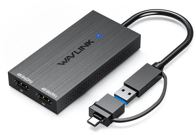 Main image of WAVLINK USB-C & USB-A to Dual HDMI Adapter 4K@60Hz for 2 Monitors, DisplayLink Certified, Compatible with Mac M1/M2/M3, Windows, ChromeOS, Android, HarmonyOS (No Linux/iPad/iOS/HDCP)