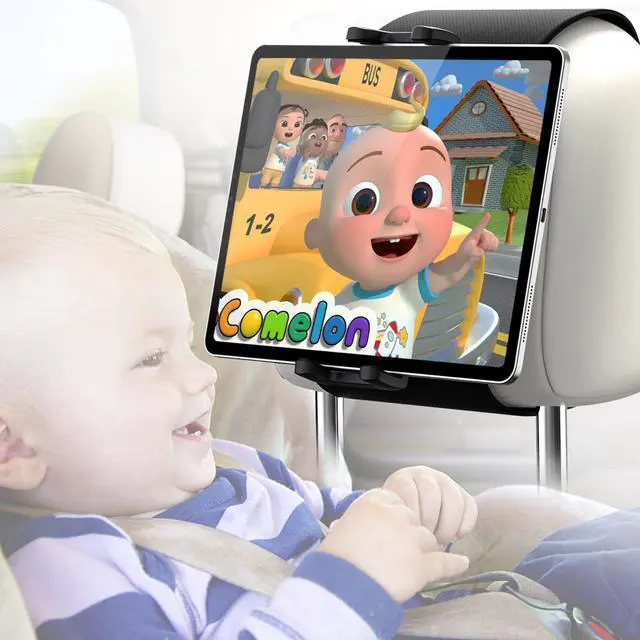 Main image of Dosvsi Car Headrest Tablet Mount Holder, Upgraded 360° Rotation Back Seat Tablet Holder with Anti-Slip Strap, Car Seat Clamp for iPad Pro 13 12.9 Air Mini, Galaxy tab, Fire hd, iPhone, 4-13" Tablet