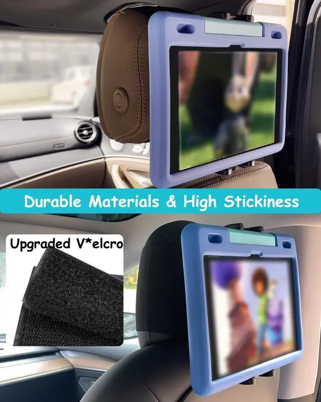 Alt view image 3 of 5 - Dosvsi Car Headrest Tablet Mount Holder, Upgraded 360° Rotation Back Seat Tablet Holder with Anti-Slip Strap, Car Seat Clamp for iPad Pro 13 12.9 Air Mini, Galaxy tab, Fire hd, iPhone, 4-13" Tablet