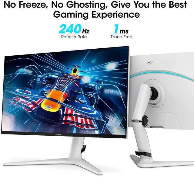 Alt view image 4 of 5 - KOORUI Monitor, 27 240Hz Gaming Monitor, Mini-LED Panel- QHD (2560 x 1440) Computer Screen, 1ms, HDR 1000 Display, 100% sRGB, Height Adjustable, HDMI/DisplayPort, White/Grey, GN10