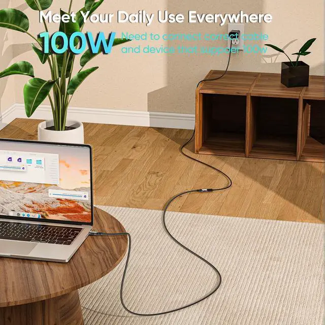 Alt view image 3 of 5 - USB C Extension Cable 20ft Long, Upgraded 4K@60Hz Monitor & 100W Charging & 10Gbps Data Transfer USB-C Extender Male to Female USBC 3.2 Gen2 Type C Cord Braided for Laptop Tablet Mobile Phone and More