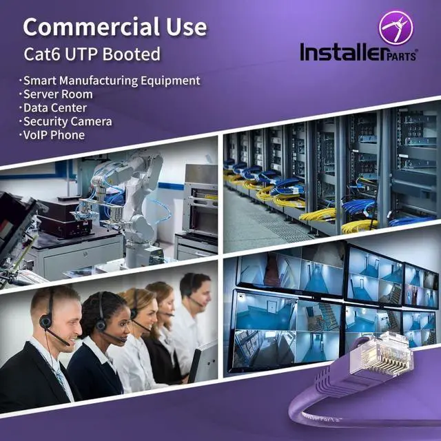 Alt view image 4 of 5 - InstallerParts CAT6 Cable UTP Booted [Purple] - [12 FT] - [10 Pack] - Professional Series - 10Gbps, Cat6 Patch Cable, Cat 6 Patch Cable, Cat6 Ethernet Cable, Network Cable, Internet Cable