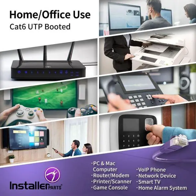 Alt view image 5 of 5 - InstallerParts CAT6 Cable UTP Booted [Purple] - [12 FT] - [10 Pack] - Professional Series - 10Gbps, Cat6 Patch Cable, Cat 6 Patch Cable, Cat6 Ethernet Cable, Network Cable, Internet Cable