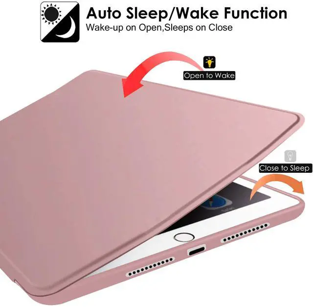 Alt view image 3 of 5 - DuraSafe Cases for iPad 4th iPad 3rd iPad 2nd Gen - 9.7 Inch [iPad 4 3 2 Gen Old Model ] A1396 A1416 A1430 A1403 A1458 A1459 A1460 A1395 A1397 Full Body Soft Back Cover Wake/Sleep Feature - Rose Gold