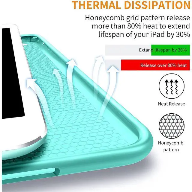 Alt view image 4 of 5 - DuraSafe Cases for iPad 10.5 Inch Air 3rd Gen [ PRO 10.5 Air 3 ] 2017/2019 A1701 A2152 A2123 MUUL2LL/A MUUK2LL/A MUUJ2LL/A MQDX2LL/A Smart Auto Sleep/Wake with Honeycomb TPU Back Cover - Aqua