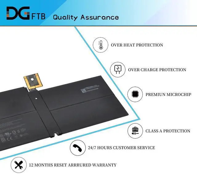 Alt view image 5 of 5 - G3HTA038H DYNM02 Battery Replacement for Microsoft Surface Pro 5th (Model 1796, 2017) / Surface Pro 6(Model 1807/1809/1796, 2018) 12.3" 2-in-1 Core i5 i7 m3 FJU-00001 FKJ/FKG-00001 7.57V 45Wh/5940mAh