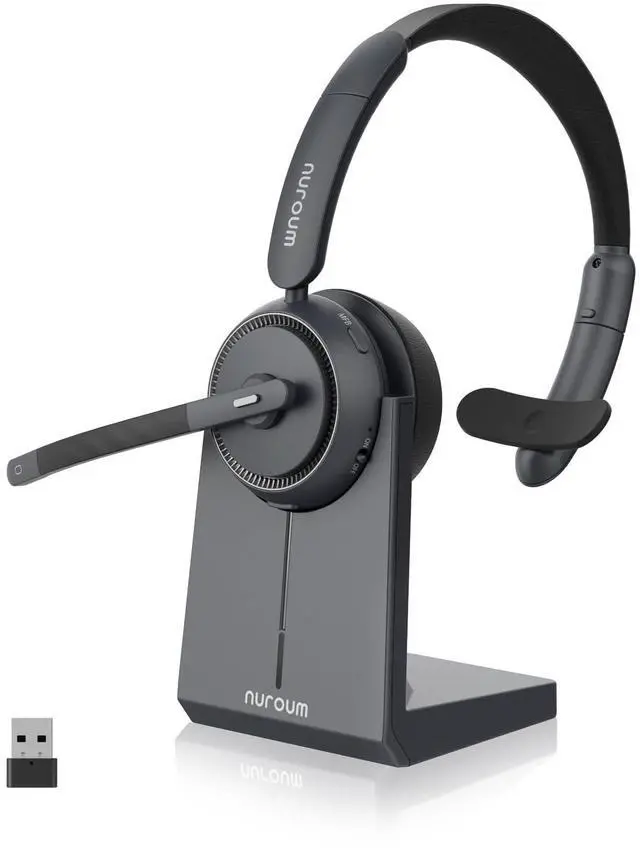Main image of NUROUM HP31S(2nd Gen) Single Ear Wireless Headset with Mic, Bluetooth Headset with Noise Cancelling Microphones, Charging Stand, One Ear, Multi-Point/Mute, 45H Playback for Trucker/Call Center/Office