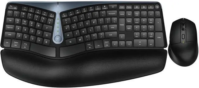 Main image of Ergonomic Wireless Keyboard and Mouse, MK835 Ergo Bluetooth/2.4G Split Design Keyboard Mouse Combo with Cushioned Palm Rest, Multi-Device, Wave Keys, Rechargeable, for Windows/Mac/Android