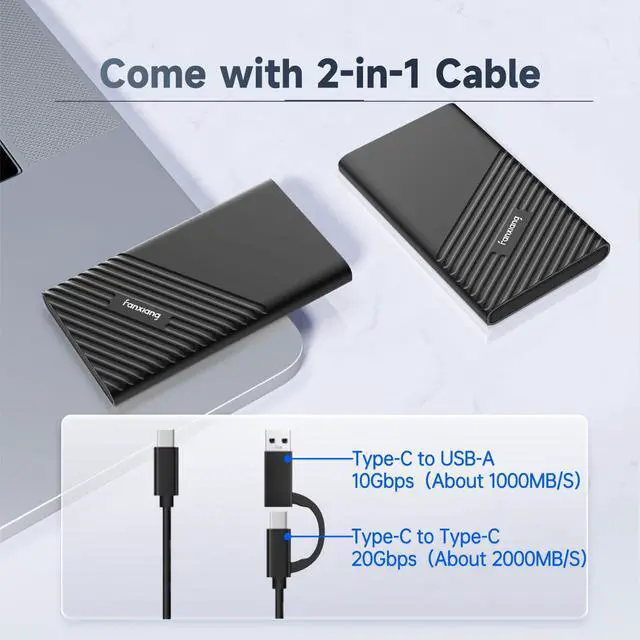 Alt view image 4 of 5 - fanxiang 500GB External SSD Portable, Up to 2000MB/s, USB C External Solid State Drive External Hard Drive, USB 3.2 Gen2 Type-C SSD for iPhone 15/Pro/PC/Laptops/Creators/Gaming