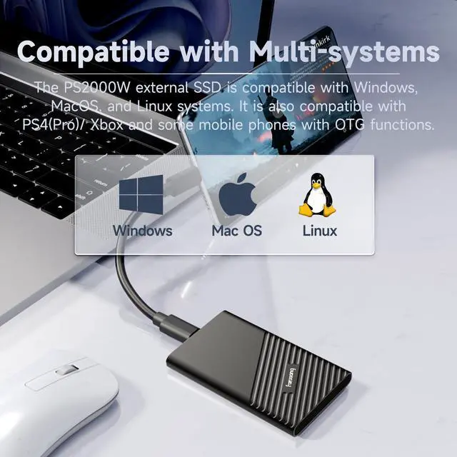 Alt view image 3 of 5 - fanxiang 500GB External SSD Portable, Up to 2000MB/s, USB C External Solid State Drive External Hard Drive, USB 3.2 Gen2 Type-C SSD for iPhone 15/Pro/PC/Laptops/Creators/Gaming