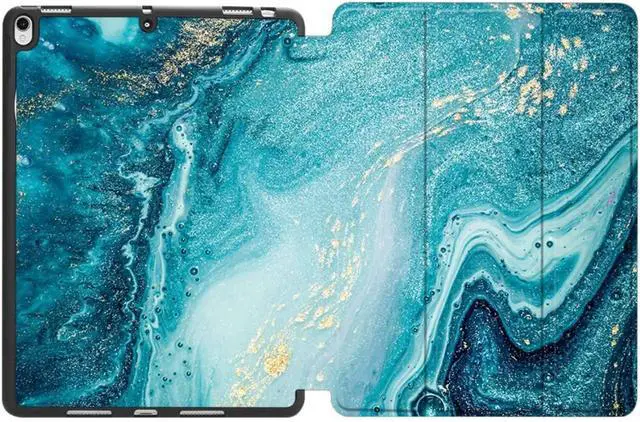 Alt view image 4 of 5 - SaharaCase Folio Case for Apple iPad 10.2" (8th Generation 2020) and (9th Generation 2021) [Shockproof Bumper] Rugged Protection Anti-Slip Grip Slim Fit Integrated Kickstand (Green Marble)