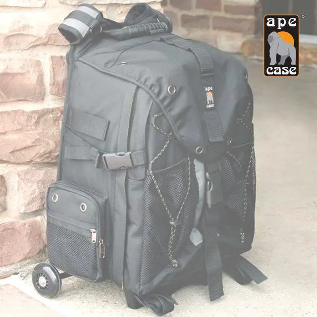 Alt view image 2 of 5 - Ape Case, ACPRO4000, Backpack with wheels, Laptop compartment, Padded, Rain cover included, Adjustable straps, Camera backpack, Black (ACPRO4000),Large With Rollers