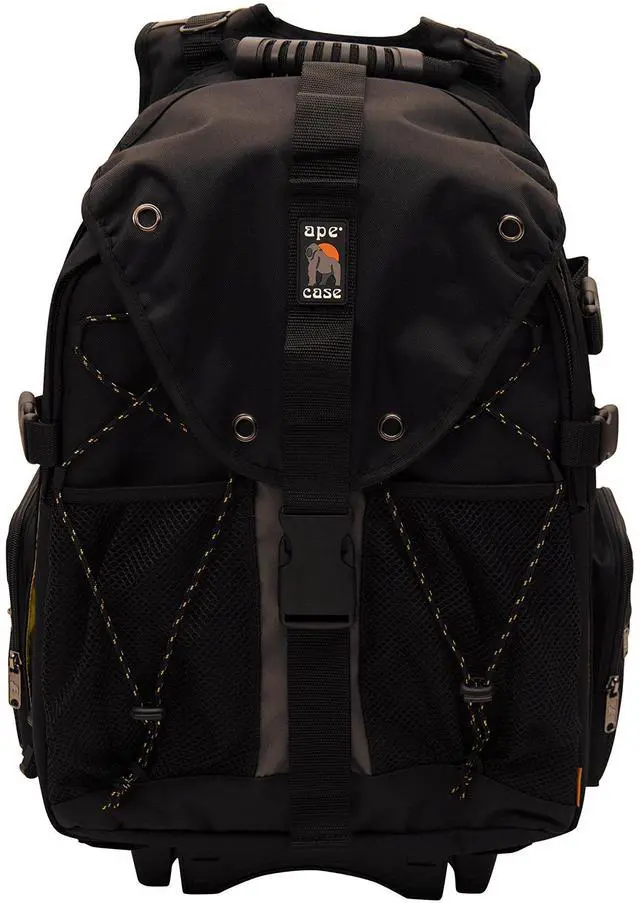Alt view image 3 of 5 - Ape Case, ACPRO4000, Backpack with wheels, Laptop compartment, Padded, Rain cover included, Adjustable straps, Camera backpack, Black (ACPRO4000),Large With Rollers