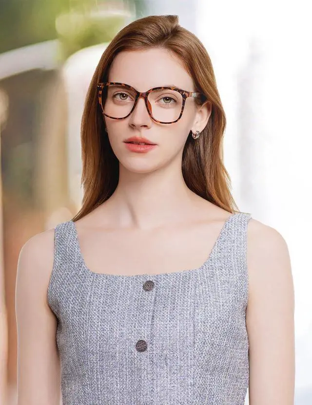 Alt view image 3 of 5 - ZanyLen Blue Light Blocking Glasses Oversized Women/Men Computer Gaming Glasses Square Lightweight TR90 Full Vintage Tortoise Frame Anti Glare/UV400 Clear Lens