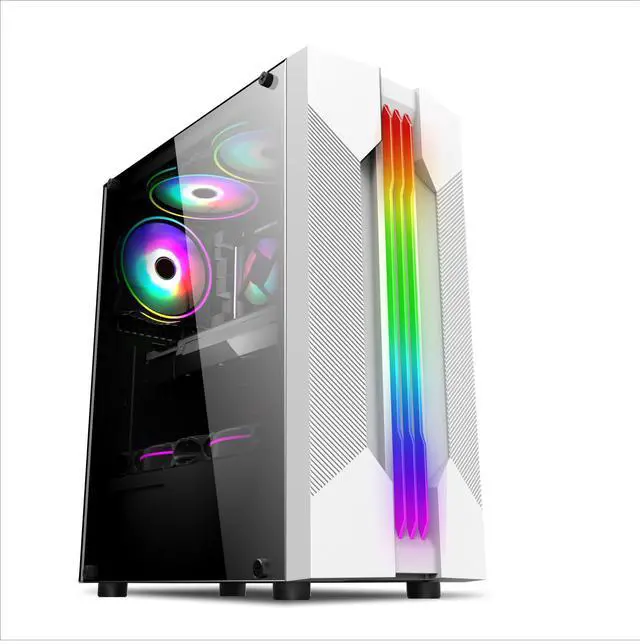 Main image of Computer Case Gaming PC Chassis Micro-ATX Tower Adjustable I/O & Fully Ventilated Airflow Tempered Glass Medium Upright High Airflow 240 Water Cooling Support White Without ARGB Fan