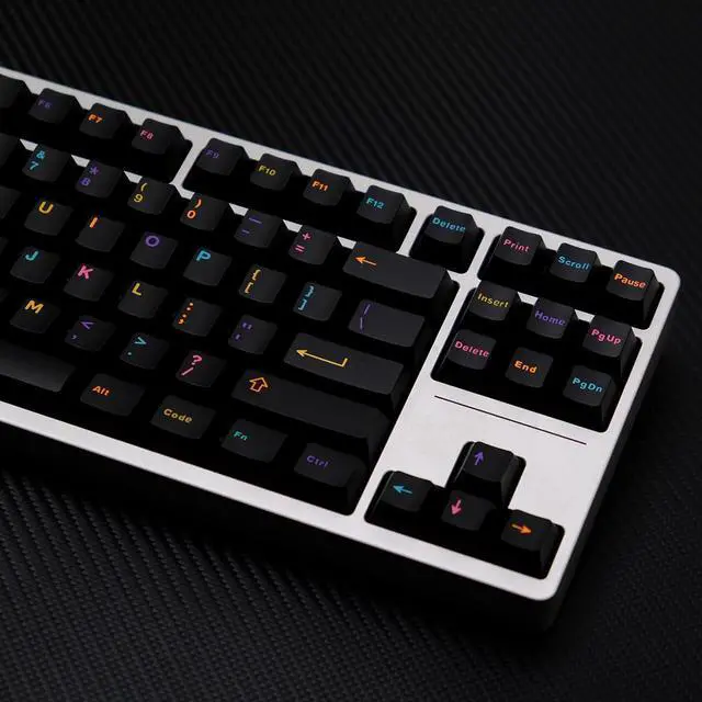 Alt view image 2 of 5 - Sumgsn 121 Keys Doubleshot Keycaps Cherry Profile Purple Black Keycaps Fit for 61/64/87/104/108 Cherry Mx Switches Mechanical Keyboard