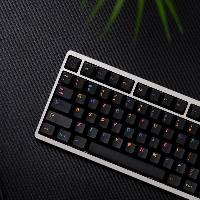 Alt view image 4 of 5 - Sumgsn 121 Keys Doubleshot Keycaps Cherry Profile Purple Black Keycaps Fit for 61/64/87/104/108 Cherry Mx Switches Mechanical Keyboard