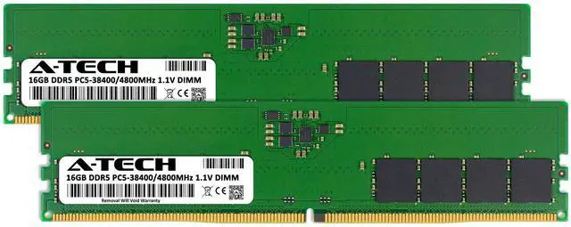 Alt view image 3 of 5 - A-Tech 32GB Kit (2x16GB) DDR5 4800MHz PC5-38400 CL40 UDIMM 1.1V Non-ECC Unbuffered DIMM 288-Pin Desktop PC/Computer RAM Memory Upgrade Modules