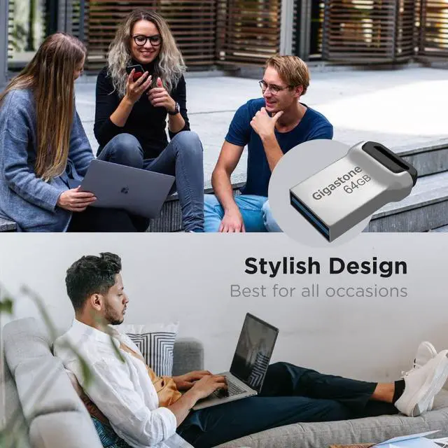 Alt view image 2 of 5 - GIGASTONE 64GB Nano Flash Drive (5 Pack) Z90 USB 3.2 Gen 1, 120MB/s Ultra Fast, Super Lightweight, Mini Fit Robust Metal Design, Data Storage, Backup for PC/Mac/TV/Car, USB 2.0/3.0/3.1 Compatible