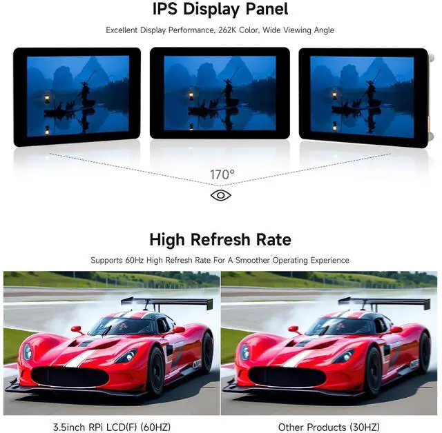 Alt view image 5 of 5 - Waveshare 3.5inch Capacitive Touch Display, Compatible with Raspberry Pi 5/4B/3B, Pi Pico, IPS Panel, 320×480, 5-Point Touch, Immersion Gold Process, Toughened Glass Panel