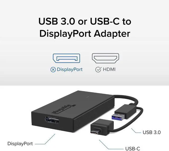 Alt view image 2 of 5 - Plugable USB to DisplayPort Adapter. Connect one or More to Any Mac or Windows System to add Extra displays up to 1920x1080 60hz. USB C and A
