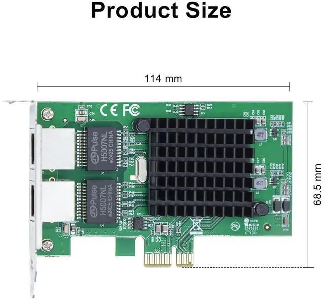 Alt view image 2 of 4 - 10Gtek 10/100/1000Mbps Gigabit Ethernet Converged Network Adapter (NIC) with Intel 82576 Chip, PCI Express Network Card, Dual RJ45 Copper Ports, PCI Express 2.0 X1, Compare to Intel E1G42ET,2-Pack