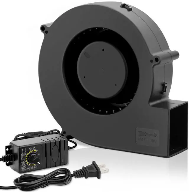 Main image of AmRunJe 140mm x 40mm Blower Fan with AC 110v 120v Variable Speed Controller, 12V Dual Ball Brushless Cooling Exhaust Replacement Fan for DIY Inflatable Christmas Decoration Electronics Fireplace