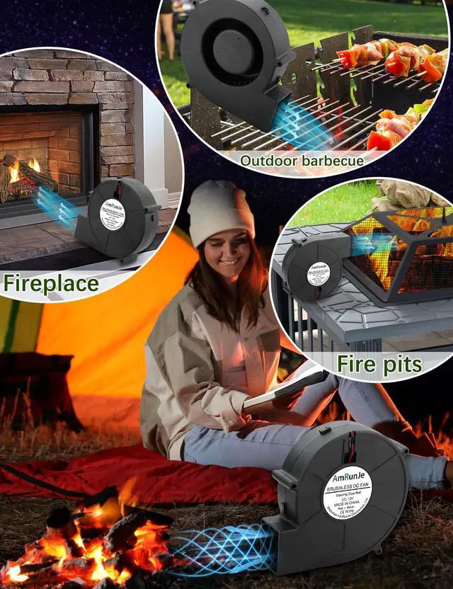 Alt view image 3 of 5 - AmRunJe 140mm x 40mm Blower Fan with AC 110v 120v Variable Speed Controller, 12V Dual Ball Brushless Cooling Exhaust Replacement Fan for DIY Inflatable Christmas Decoration Electronics Fireplace