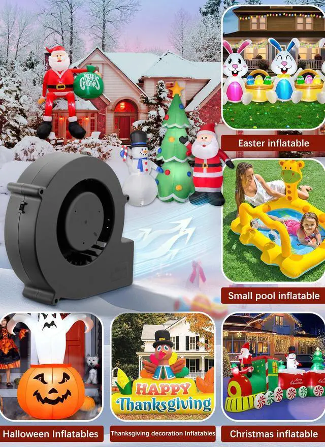 Alt view image 2 of 5 - AmRunJe 140mm x 40mm Blower Fan with AC 110v 120v Variable Speed Controller, 12V Dual Ball Brushless Cooling Exhaust Replacement Fan for DIY Inflatable Christmas Decoration Electronics Fireplace