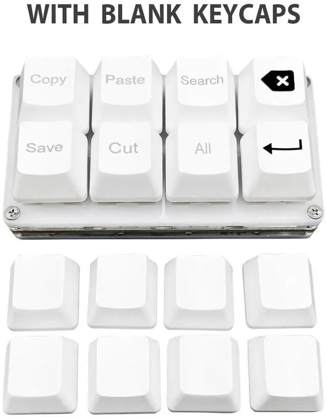 Alt view image 3 of 5 - BTXETUEL Copy Paste Search Backspace Save Cut All Enter 8-Key Keyboard SayoDevice One Handed OSU Keypad Programmable Mechanical Shortcut Macro Keyboard for Working and Gaming (White)