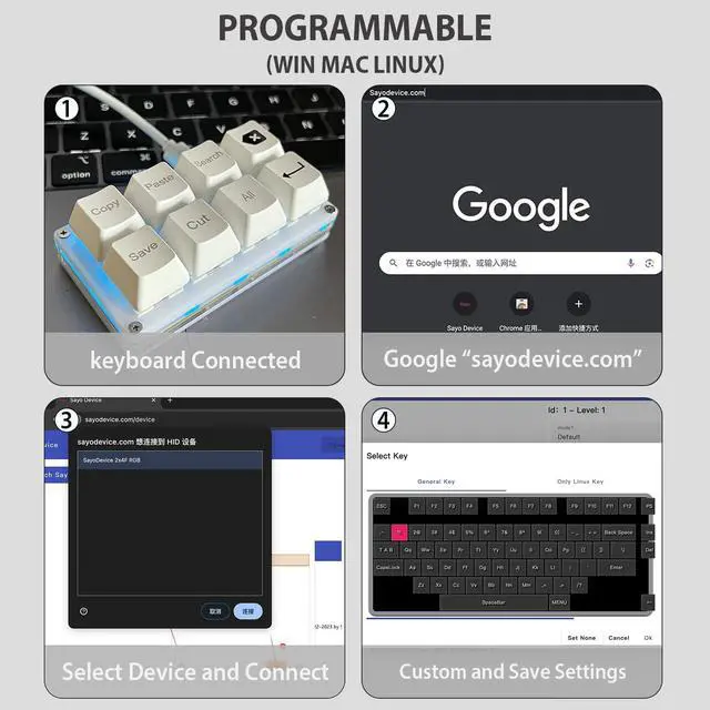 Alt view image 4 of 5 - BTXETUEL Copy Paste Search Backspace Save Cut All Enter 8-Key Keyboard SayoDevice One Handed OSU Keypad Programmable Mechanical Shortcut Macro Keyboard for Working and Gaming (White)