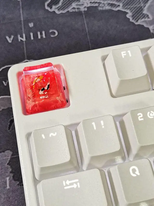 Alt view image 5 of 5 - MECHKYP Handmade Koi Fish Backlit Resin Keycap R4/Esc Artisan Keycap Shine Through Translucent Key Cap OEM Profile for Cherry MX Gaming Mechanical Keyboard DIY Replace (Pink-Orange)