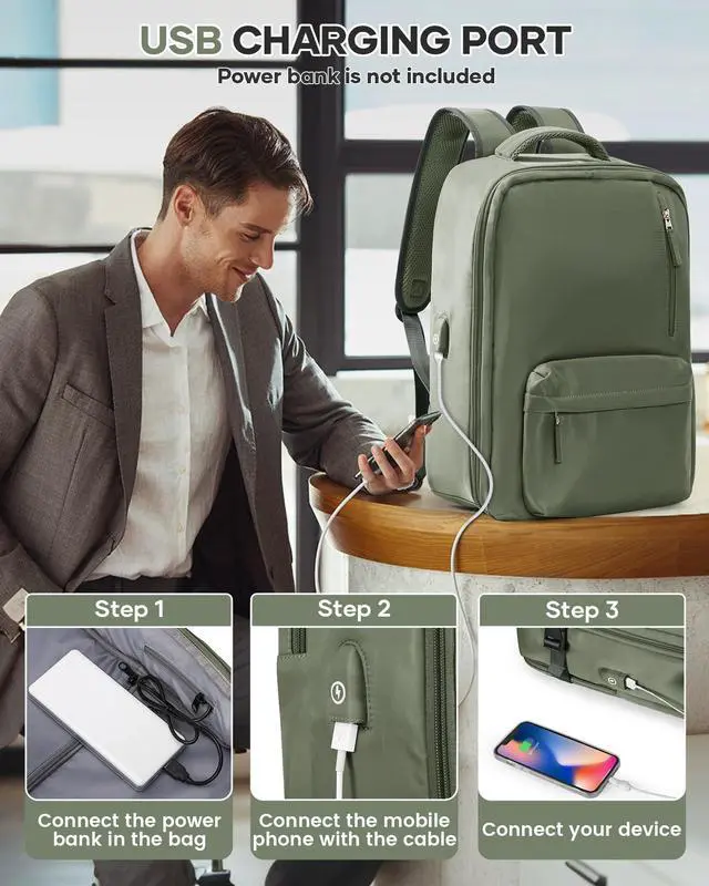 Alt view image 4 of 5 - Vacuum Seal Backpack for Travel with Air Pump Vacpack Airback Carry on Flight Approved Compression Daypack Laptop Space Saver Bags Storage with Vacuum System 18x14x8 inches Travel Bag Women GreyGreen