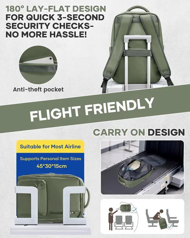 Alt view image 5 of 5 - Vacuum Seal Backpack for Travel with Air Pump Vacpack Airback Carry on Flight Approved Compression Daypack Laptop Space Saver Bags Storage with Vacuum System 18x14x8 inches Travel Bag Women GreyGreen