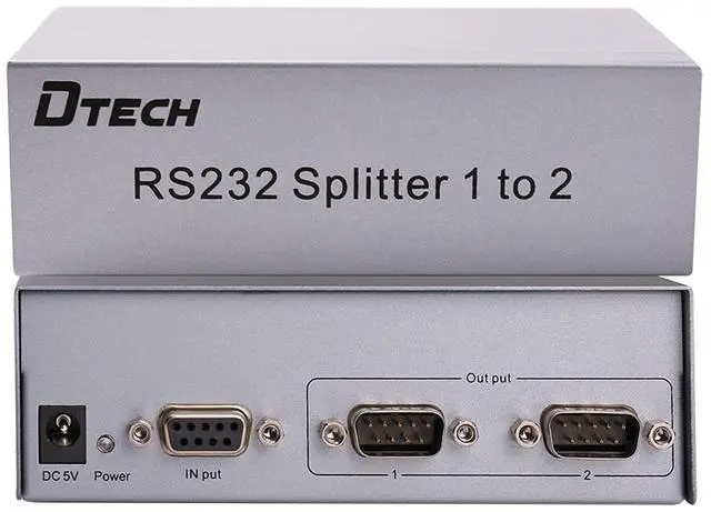 Main image of DTech 2-Port RS232 Serial Splitter Box COM Port Expander 1x2 with Power Adapter for Sharing PCs and Capture Data