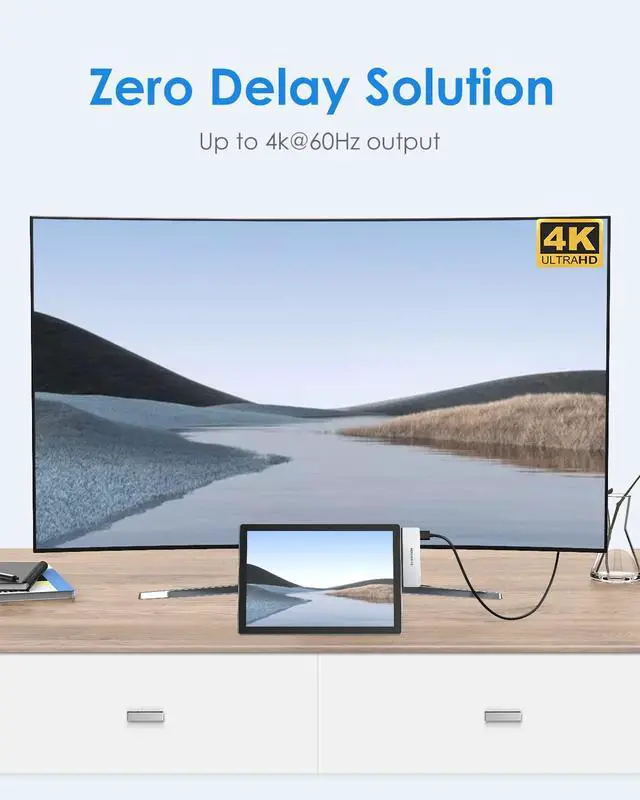 Alt view image 3 of 5 - LENTION Surface Pro 7 USB C Docking Station, 5-in-1 Hub With 4K@60Hz HDMI, Gigabit Ethernet, 2 USB 3.0 Ports, PD 60W Type C Charging (CS35, Silver)