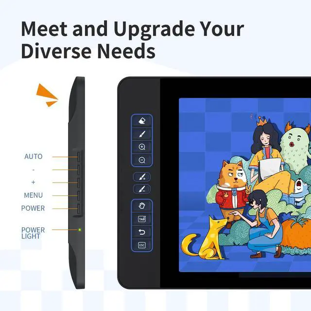 Alt view image 3 of 5 - Drawing Tablet with Screen GAOMON PD1561 Drawing Monitor Art Tablet with Adjustable Stand, 10 Shortcut Keys, Tilt Support, Battery-Free Pen, 15.6-inch Graphics Tablet for Mac, Windows PC
